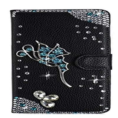STENES Bling Phone Case Compatible with iPhone XR Case - Stylish - 3D Handmade Bling Crystal Fairy Design Magnetic Wallet Credit Card Slots Fold Stand Leather Cover Compatible with iPhone XR - Black