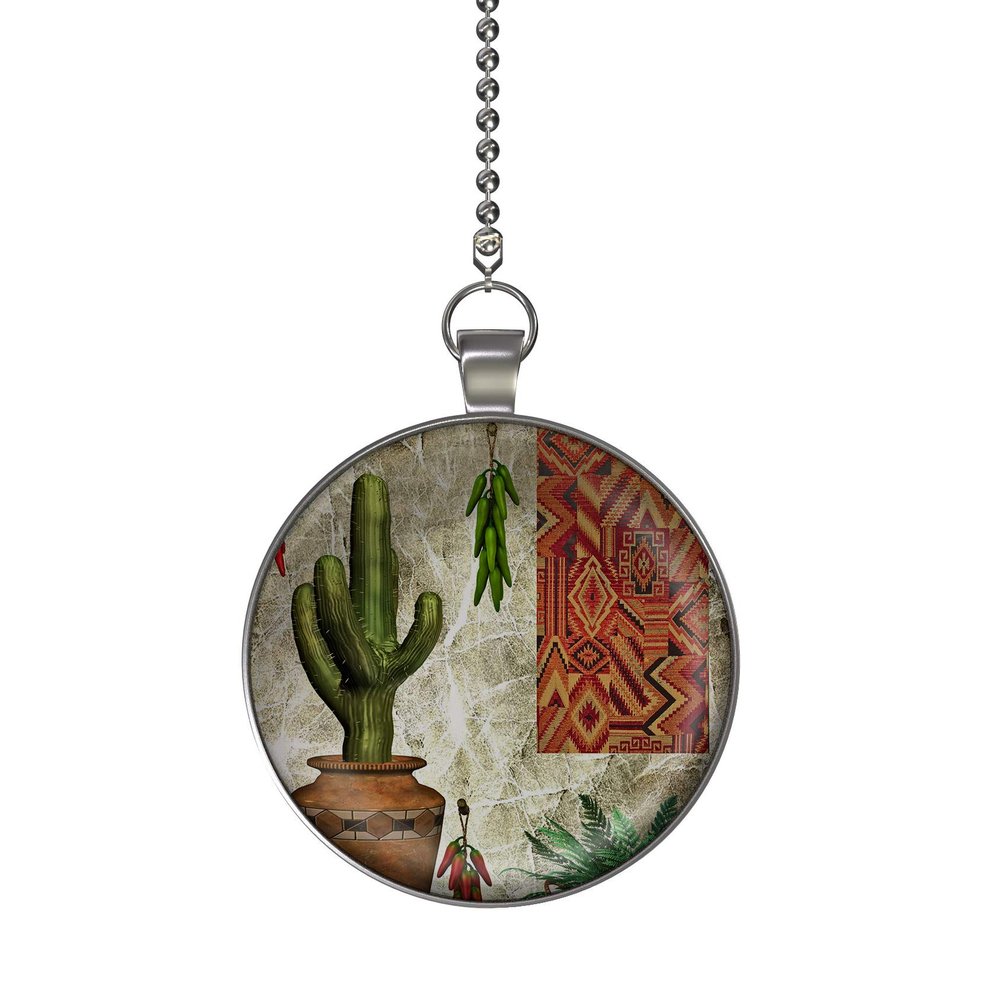 Gotham Decor South West Kitchen Scene Fan/Light Pull Pendant with Chain