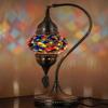 DEMMEX Turkish Moroccan Table Lamp, Swan Neck Tiffany Style Mosaic Glass Table Desk Bedside Lamp for Bedroom, Living Room Handcrafted in Turkey, Multicolor view 1