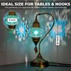 DEMMEX Turkish Moroccan Table Lamp, Swan Neck Tiffany Style Mosaic Glass Table Desk Bedside Lamp for Bedroom, Living Room Handcrafted in Turkey, Multicolor view 3