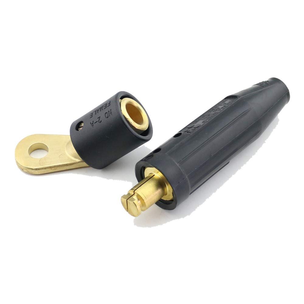 WeldingCity Tweco/Lenco Style 4-MPC/LC-40HD Twist-Lock Insulated Male Connector and Female Terminal Adapter 2-AF Threaded Stud to Male for Welding Cable 3/0-4/0 (70-95mm)