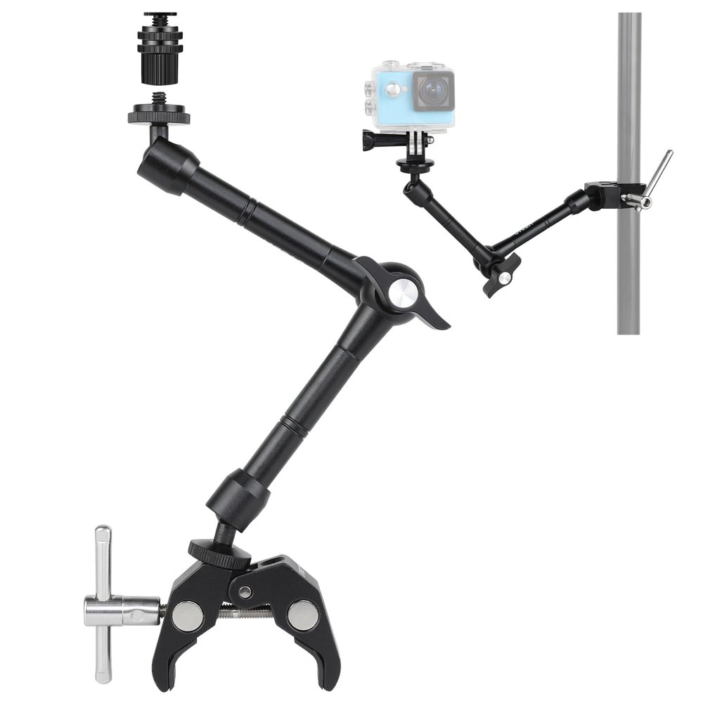 UTEBIT Inch Magic Arm Camera Mount with Super Clamp 1/4" & 3/8" Screw Hole for Desk Rig Flashlight Monitor (11inch)
