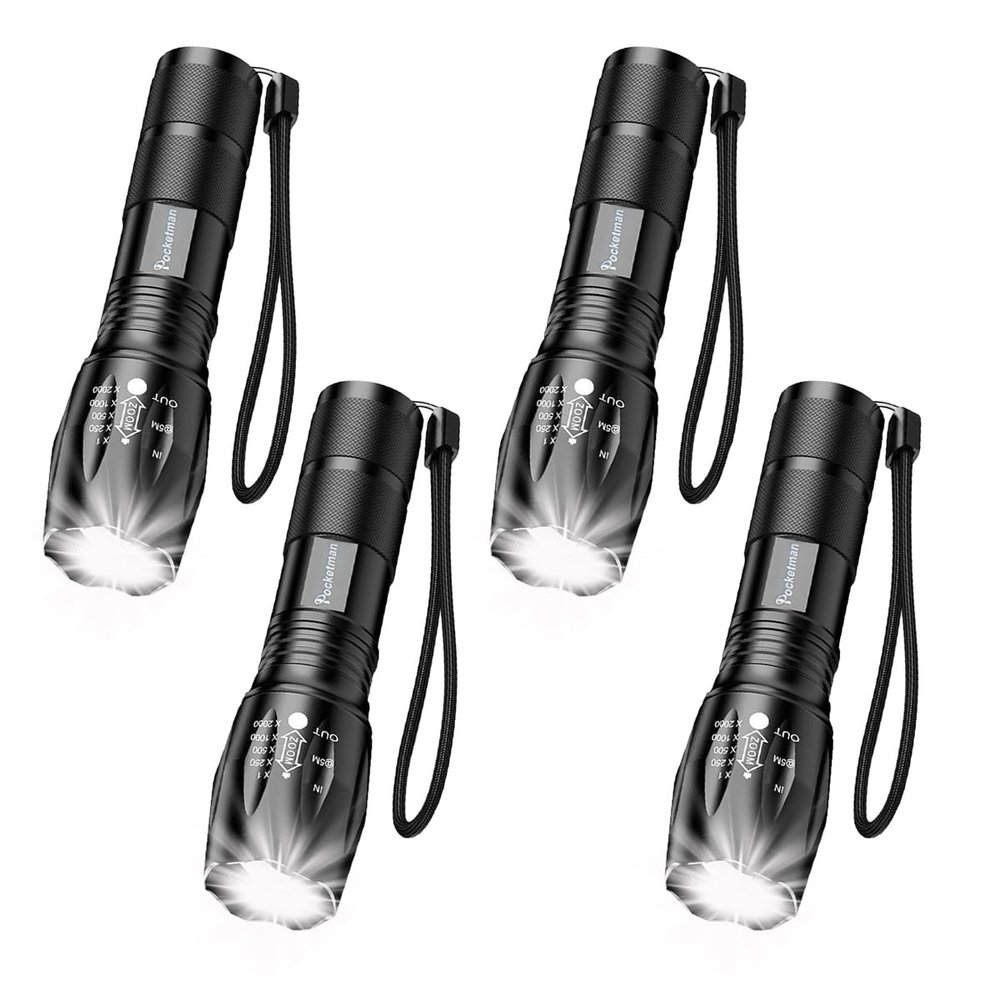 Boek LED Tactical Flashlight Super Bright Emergency Handheld Flash Light Portable Tactical Torch Outdoor Water Resistant Torch with 5 Light Modes4 Pack