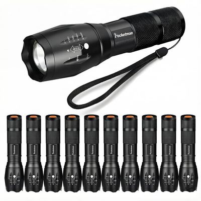 Pocketman LED Tactical Flashlight Super Bright LED Flashlights Portable Outdoor Water Resistant Torch with 5 Light Modes10Pack