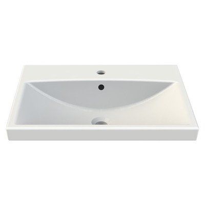 CeraStyle 032000-U-One Hole Elite Rectangle Ceramic Wall Mounted/Self Rimming Sink, White