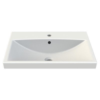 CeraStyle 032000-U-One Hole Elite Rectangle Ceramic Wall Mounted/Self Rimming Sink, White
