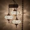 DEMMEX Plug-in Turkish Hanging Lamp, Handmade Moroccan Mosaic Chandelier Pendant Light Fixture with 15-ft Cord & Chain, Decorative Ceiling Lamp for Living Room, Bedroom, 3 Large 7'' Globes, 3.5 ft. view 1