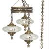 DEMMEX Plug-in Turkish Hanging Lamp, Handmade Moroccan Mosaic Chandelier Pendant Light Fixture with 15-ft Cord & Chain, Decorative Ceiling Lamp for Living Room, Bedroom, 3 Large 7'' Globes, 3.5 ft. view 2