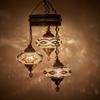DEMMEX 3-Globe Turkish Mosaic Hard-Wired Chandelier, Handmade Moroccan Hanging Ceiling Lamp, Bohemian Decorative Pendant Light for Living Room, Bedroom, Amber view 1