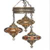 DEMMEX 3-Globe Turkish Mosaic Hard-Wired Chandelier, Handmade Moroccan Hanging Ceiling Lamp, Bohemian Decorative Pendant Light for Living Room, Bedroom, Amber view 2
