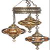 DEMMEX 3-Globe Turkish Mosaic Hard-Wired Chandelier, Handmade Moroccan Hanging Ceiling Lamp, Bohemian Decorative Pendant Light for Living Room, Bedroom, Amber view 3