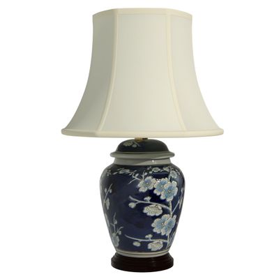 Red Lantern 22" Blue Cherry Blossom Lamp
