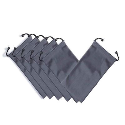 AKOAK Microfiber Waterproof Drawstring Pouch,Soft Storage Bag for Cell Phones Power Bank and More,Grey,Pack of 6