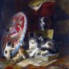Kittens at Play by Henriette Ronner-Knip Accent Tile Mural Kitchen Bathroom Wall Backsplash Behind Stove Range Sink Splashback One Tile 8"x6" Ceramic, Glossy view 1