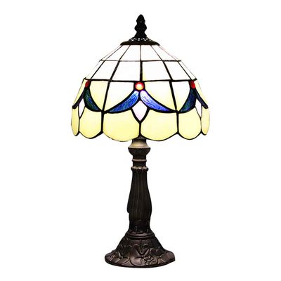 Desk Lamp, XINDA Table Light Tiffany Style Stained Glass Loft Night Light Blue Blossom Pattern Shape 1-Light Decorative Fixture