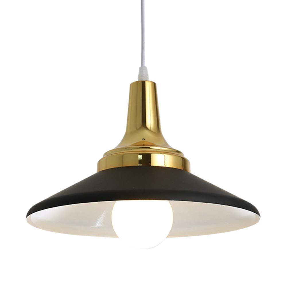 XINDA Hanging Fixture Modern Simple Loft Style Pendant Lighting Metal Bowl Shade 1 Lights Ceiling Lamp Decorative Fixture- Black/Gold
