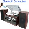 Boytone BT-24DJM Bluetooth Classic Style Record Player Turntable with AM/FM, CD/Cassette Player, Separate Stereo Speakers, Record from Vinyl, Radio, Cassette to USB with MP3 format, SD Slot, USB, AUX. view 4