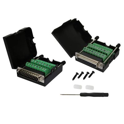 TwinkleBay DB25 Connector to Wiring Terminal Db25 Breakout Board Solder-Free with Case (Male Adapter x1, Female Adapter x1)