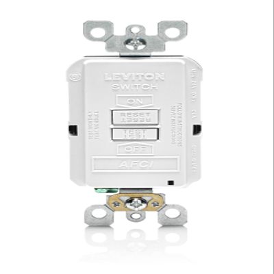 Leviton Blank Face AFCI, 20 Amp, Self Test, LED Indicator Light, Provides AFCI Protection Where an Outlet is not Needed, AFRBF-W, White