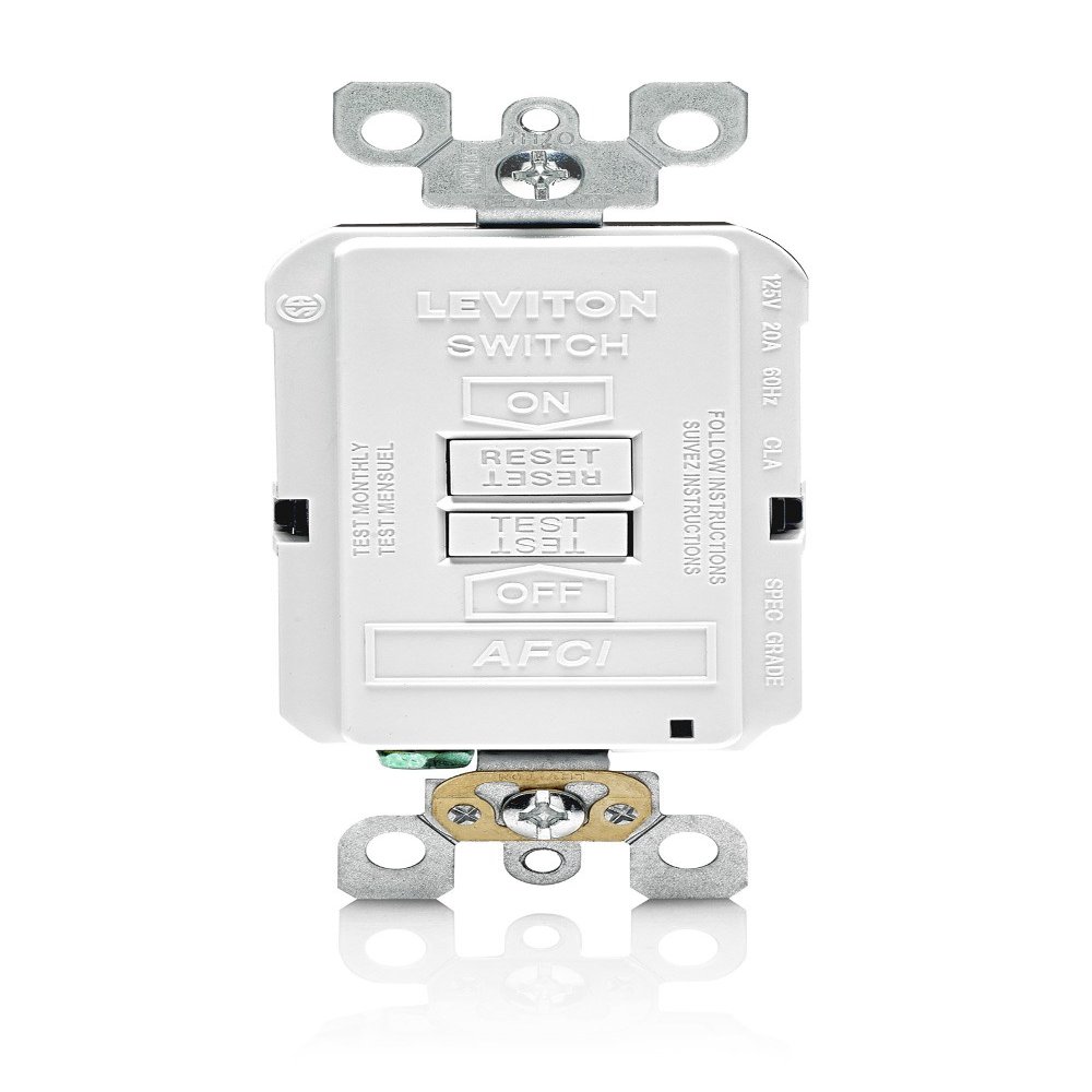 Leviton Blank Face AFCI, 20 Amp, Self Test, LED Indicator Light, Provides AFCI Protection Where an Outlet is not Needed, AFRBF-W, White