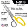 Klein Tools 21010-6-SEN Free-Fall Snip, Scraper, File, Serrated Blades, Made in USA view 2