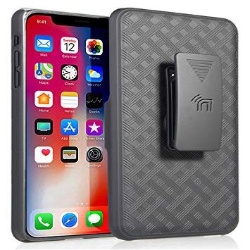 Nakedcellphone Holster Combo for iPhone XR Phone Case with Belt Clip, Black