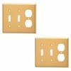 2 Switch Plate Brushed Brass Double Toggle/Outlet | Renovator's Supply view 1