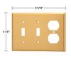2 Switch Plate Brushed Brass Double Toggle/Outlet | Renovator's Supply view 2