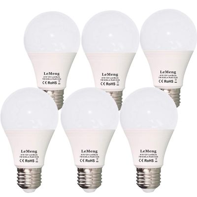 LEMENG 12V LED Light Bulb 7W Low Voltage E26 Base A19 2700K Warm White