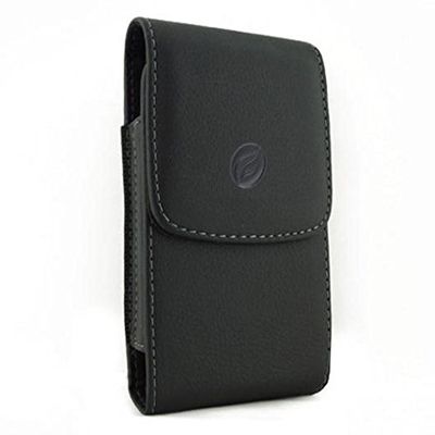 Black Vertical Leather Case Side Cover Pouch Belt Holster Swivel Clip for iPhone Xs Max (6.5")