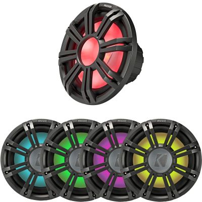 Kicker 45KMF124 12" Weather-Proof Subwoofer for Freeair Applications - Kicker 45KMG12W 12" LED Grille (Charcoal)