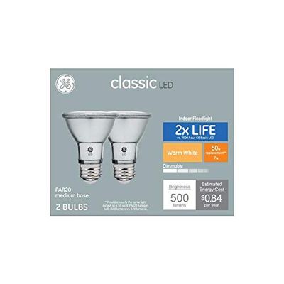 GE Classic 2-Pack 50 W Equivalent Dimmable Warm White Par20 LED Light Fixture Light Bulbs