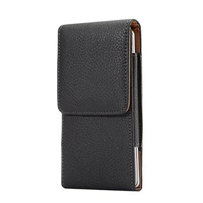 Vertical Travel PU Leather Men Carrying Belt Clip Holster Case Pouch for iPhone Xs/Samsung Galaxy Sol 3 / J3V(2018) / Amp Prime 3 / J3 / J3 Star / J3 Orbit/Google Pixel 3 / Google Pixel 2 (Black)