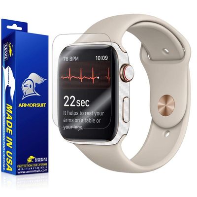 Armorsuit Apple Watch Series 4 Screen Protector (44mm) + White Carbon Fiber Skin Wrap MilitaryShield Back Protector for Apple Watch Series 4 (44mm)