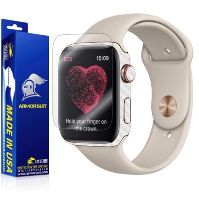 Armorsuit Apple Watch Series 4 Screen Protector (40mm) + White Carbon Fiber Skin Wrap MilitaryShield Back Protector for Apple Watch Series 4 (40mm)
