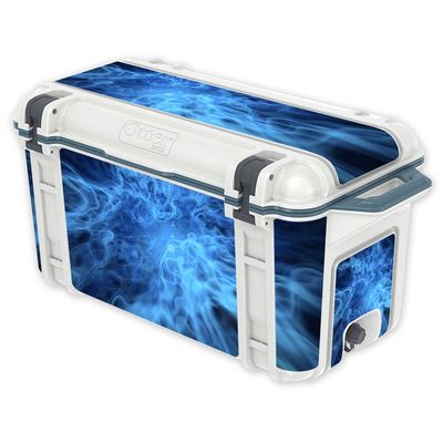 MightySkins (Cooler Not Included) Skin Compatible with OtterBox Venture 65 qt Cooler - Blue Mystic Flames | Protective, Durable, and Unique Vinyl wrap Cover | Easy to Apply | Made in The USA