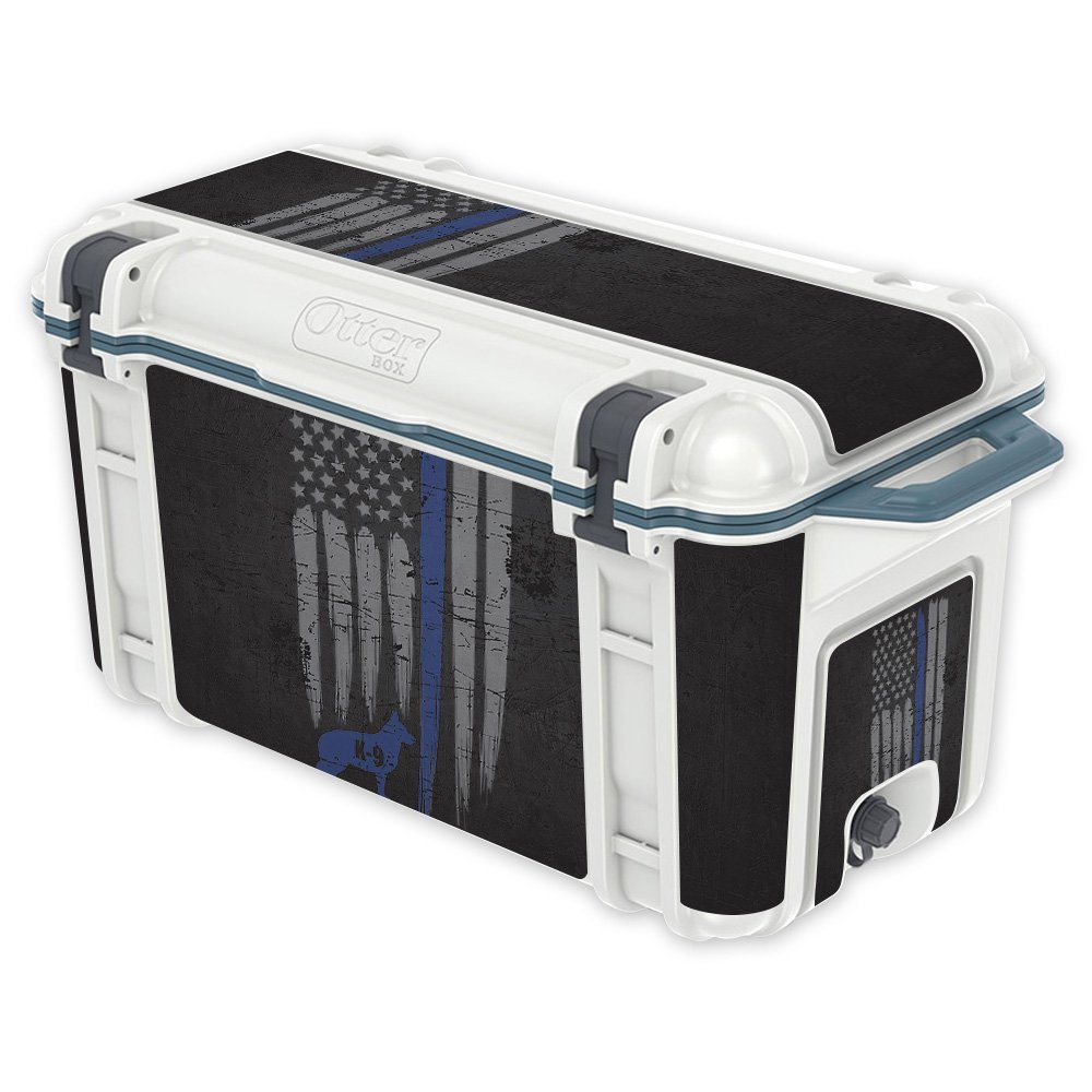 MightySkins (Cooler Not Included) Skin Compatible with OtterBox Venture 65 qt Cooler - Thin Blue Line K9 | Protective, Durable, and Unique Vinyl wrap Cover | Easy to Apply | Made in The USA