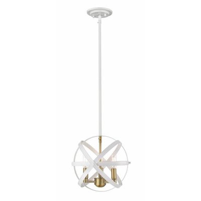 Z-Lite Cavallo - 3 Light Pendant in Transitional; Style - 12 Inches Wide by 11.5 Inches High-Hammered White/Olde Brass Finish