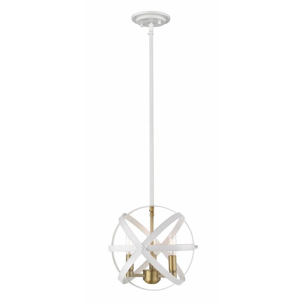 Z-Lite Cavallo - 3 Light Pendant in Transitional; Style - 12 Inches Wide by 11.5 Inches High-Hammered White/Olde Brass Finish