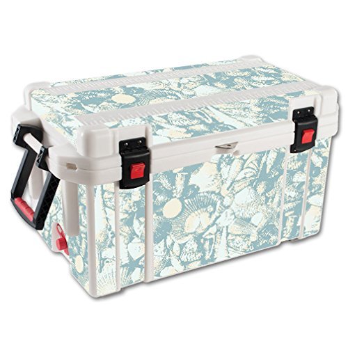 MightySkins (Cooler Not Included) Skin Compatible With Pelican 65 qt Cooler Blue Seashells | Protective, Durable, and Unique Vinyl Decal wrap cover | Easy To Apply, Remove, and Change Styles | Made in the USA