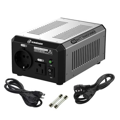 K KRIGER 350 Watt Voltage Transformer, 110/120V to 220/240V Step Up Step Down Converter with AC Outlets, MET Approved Under UL, CSA