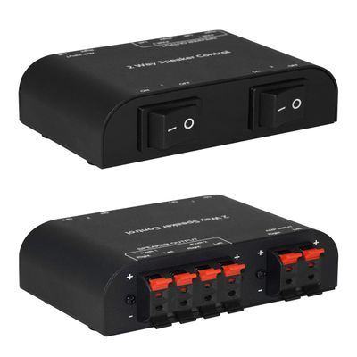 Xtrempro 61048 2 to 4 Way Speaker Switch, 1 in 2 Out to 1 in 4 Out Way Pair Stereo Speaker Selector W/Terminal Clamps Metal Non-Slip Box - Black (1 x 2 Way)