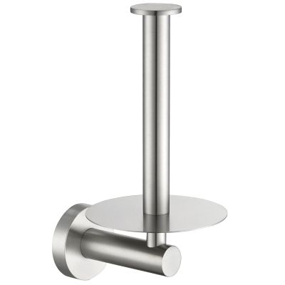 Vertical Toilet Paper Holder, Aomasi SUS304 Stainless Steel Toilet Tissue Roll Hanger with Round Plate, Bathroom TP Roll Organizer, Wall Mounted, Brushed Nickel