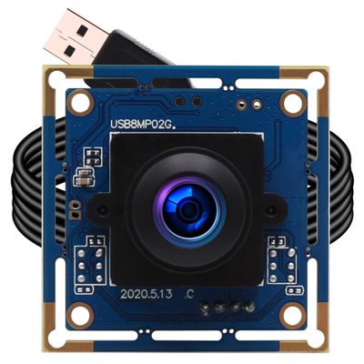 ELP 8mp USB Camera Wide Angle with 180degree Fisheye Lens 4K Embedded Webcam Board for Computer 2448P CMOS IMX179 UVC USB2.0 Video Industrial PC Camera for Machine Vision