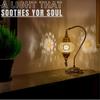DEMMEX Turkish Moroccan Mosaic Table Lamp Handcrafted Tiffany-Style Colorful Glass Swan Neck Bedside, Desk, Table Light, Boho Artisan Accent Lighting for Bedroom or Living Room 15" H, Amber Brown view 2