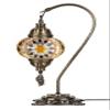 DEMMEX Turkish Moroccan Mosaic Table Lamp Handcrafted Tiffany-Style Colorful Glass Swan Neck Bedside, Desk, Table Light, Boho Artisan Accent Lighting for Bedroom or Living Room 15" H, Amber Brown view 3