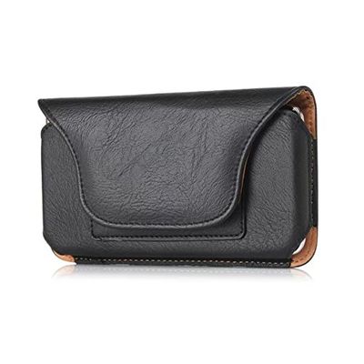 Faux Leather Belt Clip Holster Pouch Case for Samsung Galaxy S25 S24 S23 S22 S21 S10e iPhone 17 16e 15 14 13 12 iPhone Xs 11 Pro iPhone SE Google Pixle 7a 5 4a 3 (Black)