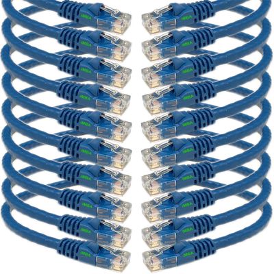 iMBAPrice 1' Cat5e Network Ethernet Patch Cable, 10 Pack, Blue (IMBA-CAT5-01BL-10PK)