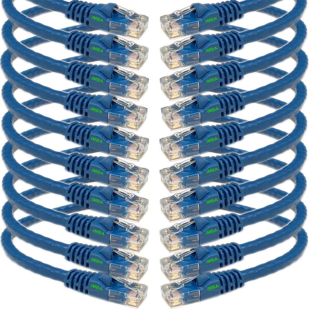 iMBAPrice 1' Cat5e Network Ethernet Patch Cable, 10 Pack, Blue (IMBA-CAT5-01BL-10PK)