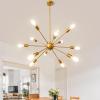 12-Light Gold Sputnik Chandelier, Mid Century Modern Ceiling Light Fixture view 2